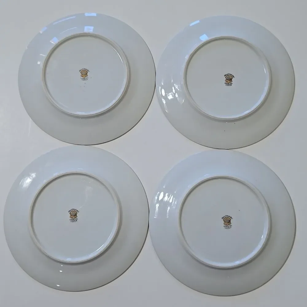 Hand Painted Bambo Plates Occupied Japan Set of 4 Mame-Zara Appetizer Dessert‎
